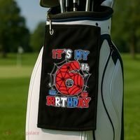 Its My 6th Birthday Spider Theme Party 6 Year Old Boy Golf Towel thumb 2