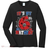 Its My 6th Birthday Spider Theme Party 6 Year Old Boy Women's Long Sleeve Shirt thumb 0