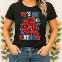 Its My 6th Birthday Spider Theme Party 6 Year Old Boy Women's T-Shirt thumb 2