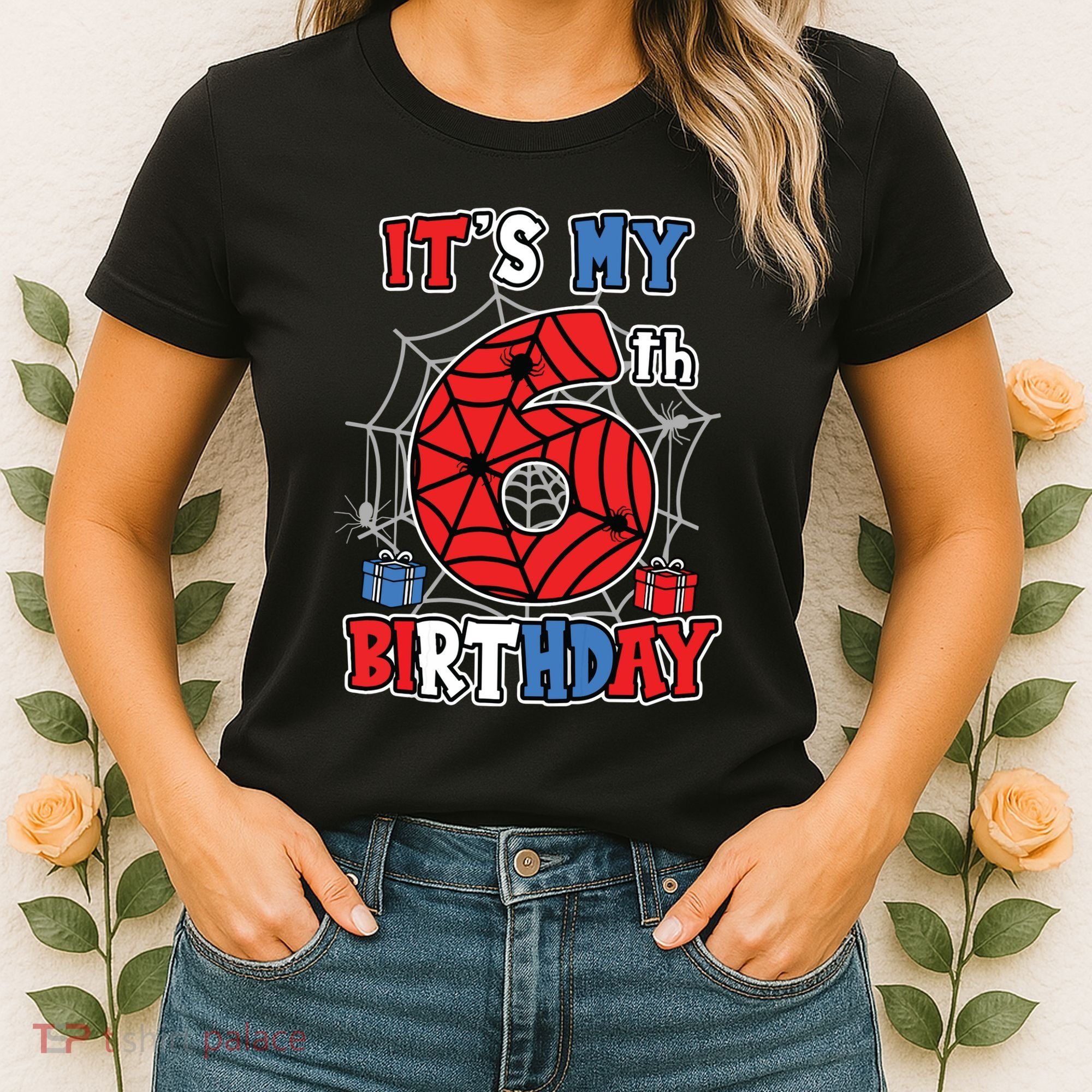 Its My 6th Birthday Spider Theme Party 6 Year Old Boy Women's T-Shirt