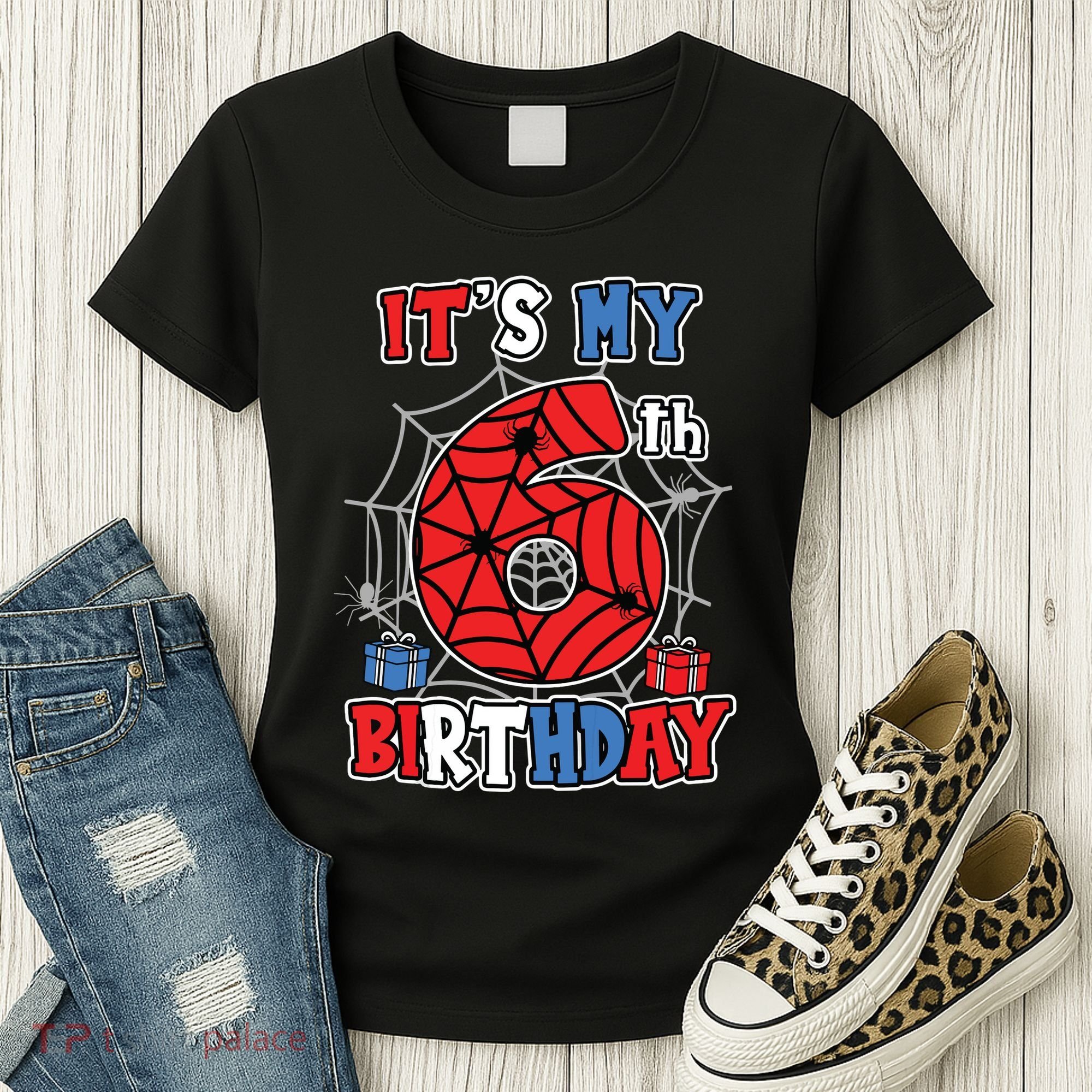 Its My 6th Birthday Spider Theme Party 6 Year Old Boy Women's T-Shirt