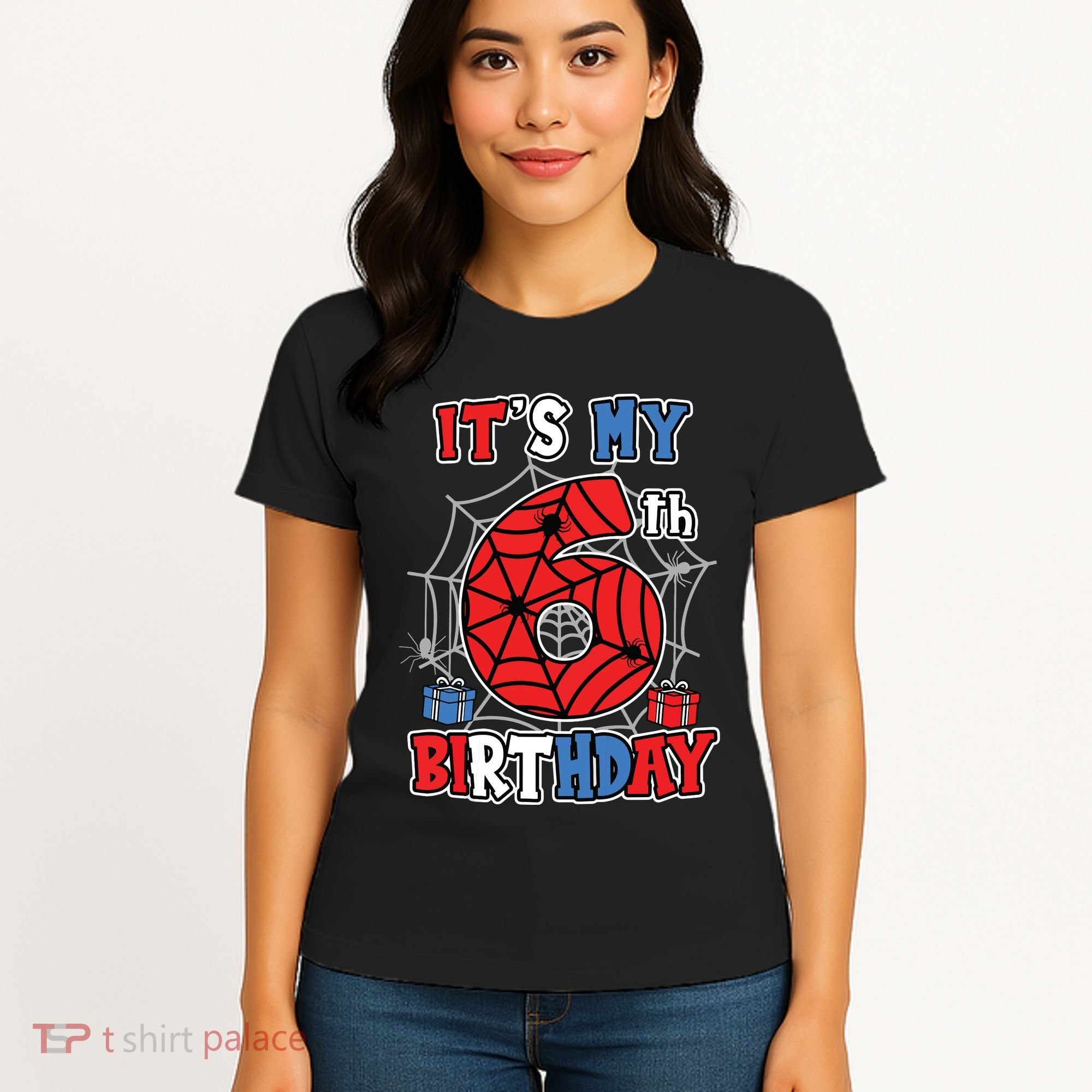 Its My 6th Birthday Spider Theme Party 6 Year Old Boy Women's T-Shirt