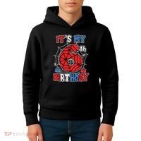 Its My 6th Birthday Spider Theme Party 6 Year Old Boy Kids Hoodie thumb 4