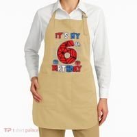Its My 6th Birthday Spider Theme Party 6 Year Old Boy Apron thumb 2