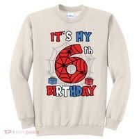 Its My 6th Birthday Spider Theme Party 6 Year Old Boy Sweatshirt thumb 0