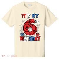 Its My 6th Birthday Spider Theme Party 6 Year Old Boy T-Shirt thumb 0