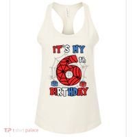 Its My 6th Birthday Spider Theme Party 6 Year Old Boy Women's Tank Top thumb 0
