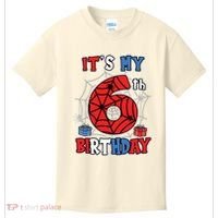 Its My 6th Birthday Spider Theme Party 6 Year Old Boy Kids T-Shirt thumb 0