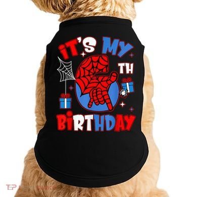 It'S My 6th Birthday Spider Theme Party Boy Birthday Present Doggie Tank