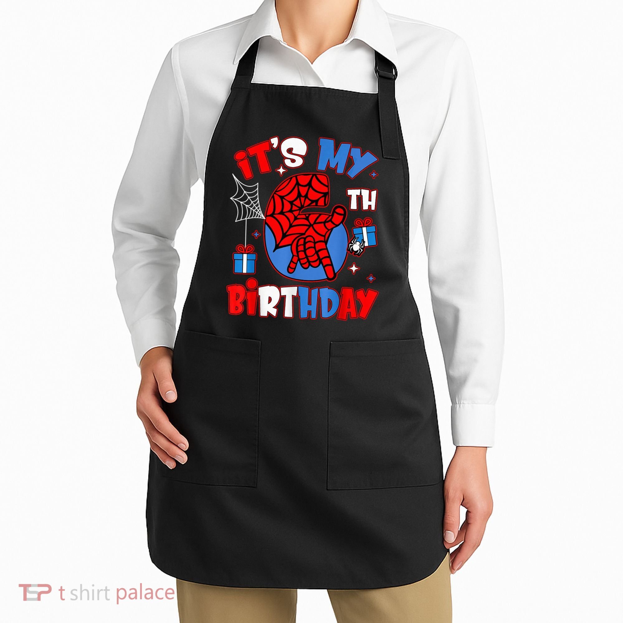 It'S My 6th Birthday Spider Theme Party Boy Birthday Present Apron