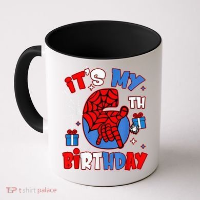 It'S My 6th Birthday Spider Theme Party Boy Birthday Present Coffee Mug