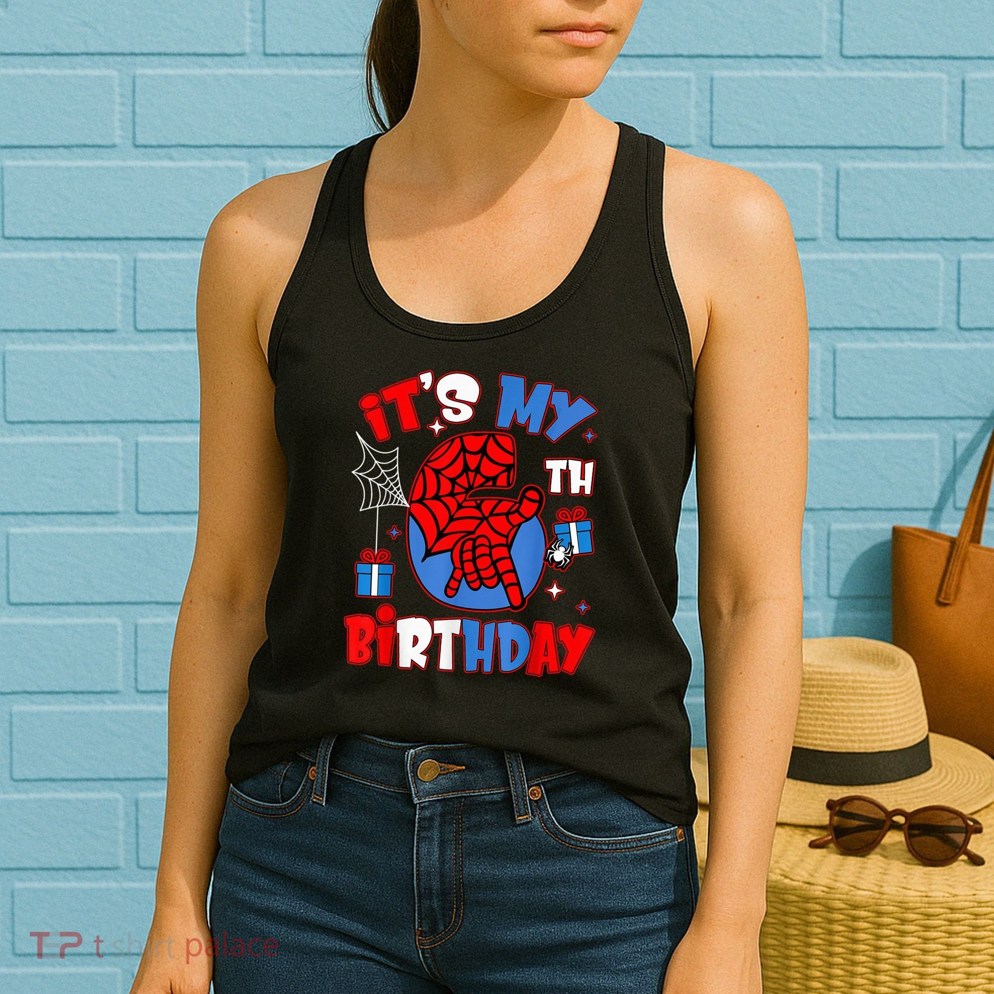 It'S My 6th Birthday Spider Theme Party Boy Birthday Present Women's Tank Top
