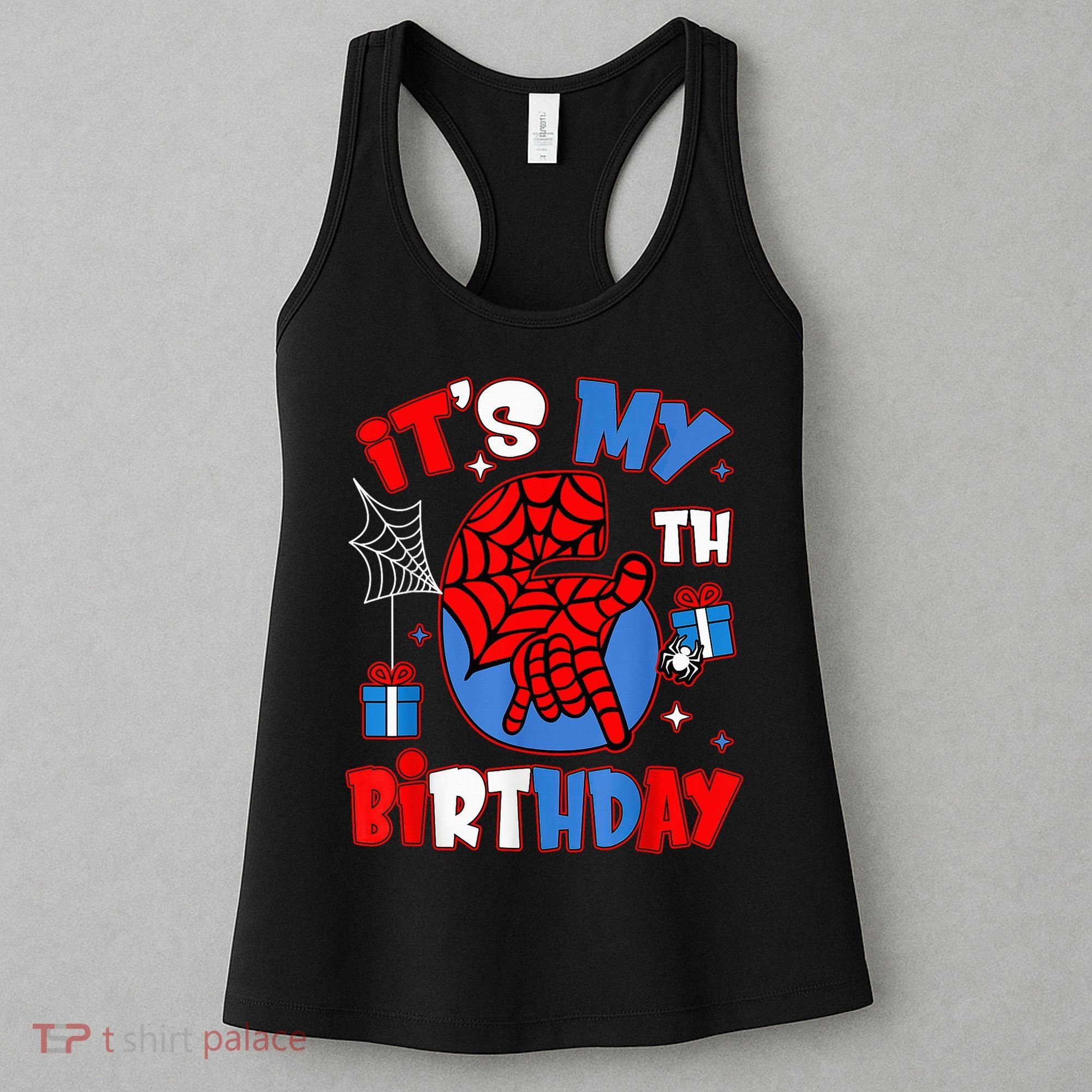 It'S My 6th Birthday Spider Theme Party Boy Birthday Present Women's Tank Top