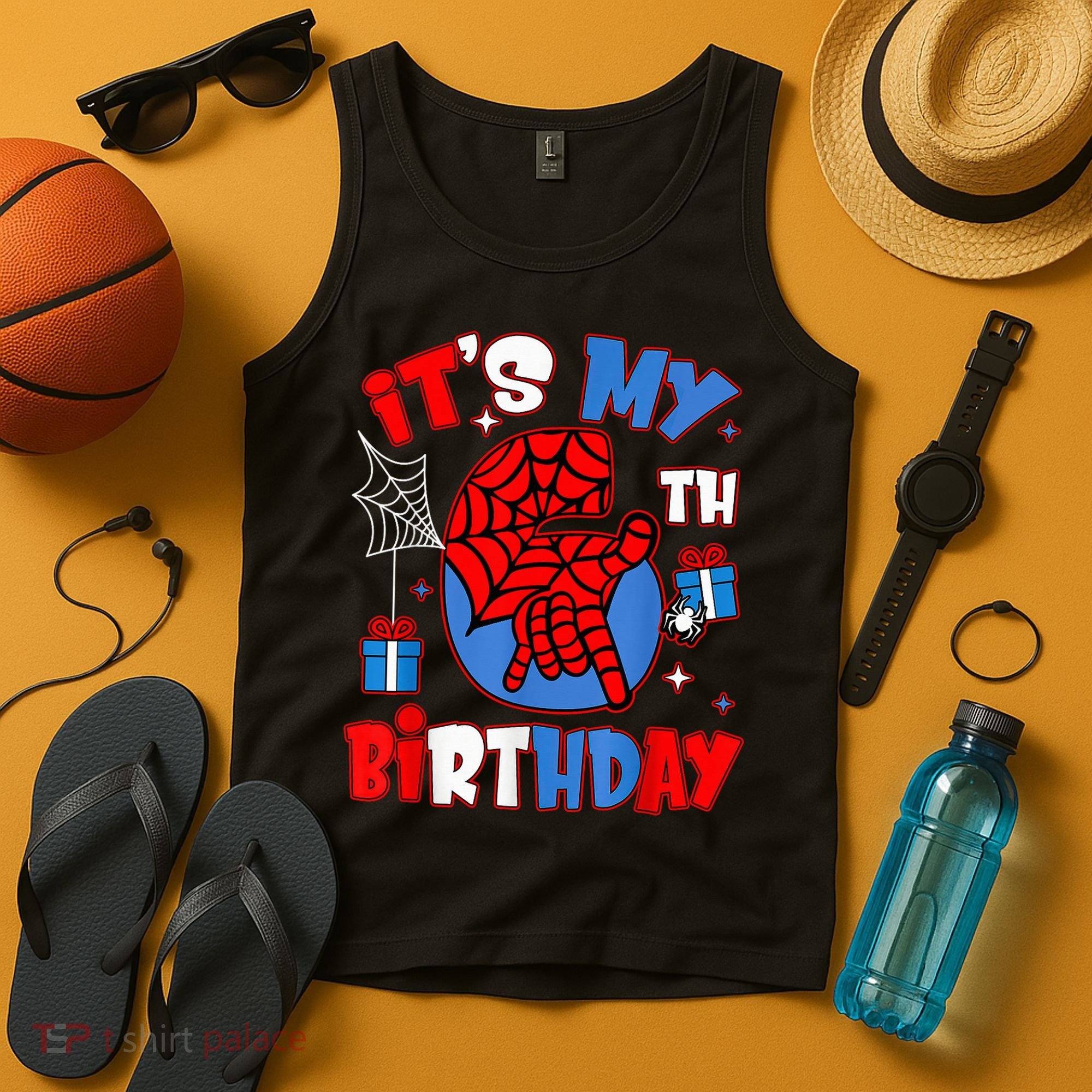 It'S My 6th Birthday Spider Theme Party Boy Birthday Present Tank Top