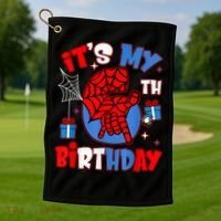 It'S My 6th Birthday Spider Theme Party Boy Birthday Present Golf Towel thumb 1