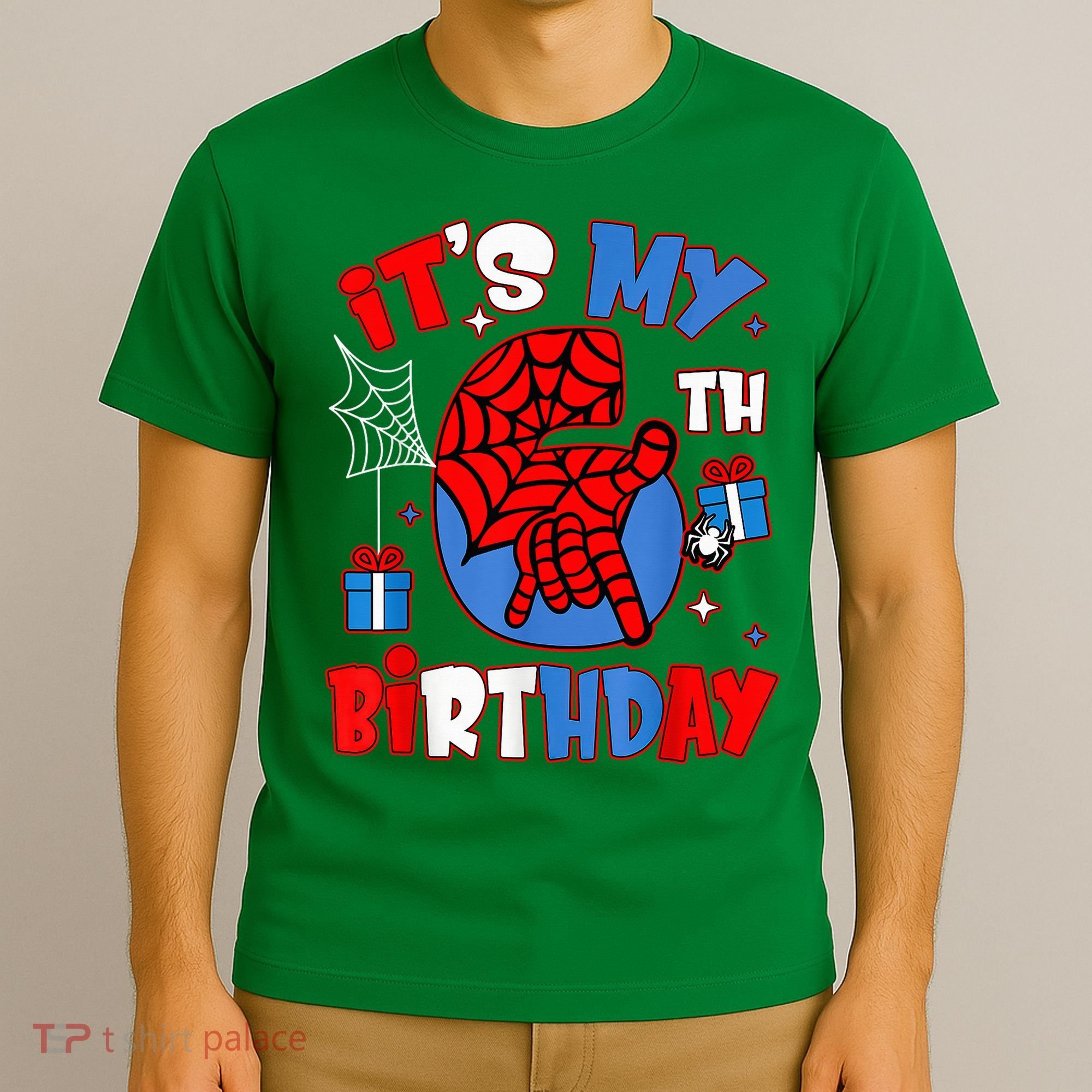 It'S My 6th Birthday Spider Theme Party Boy Birthday Present T-Shirt