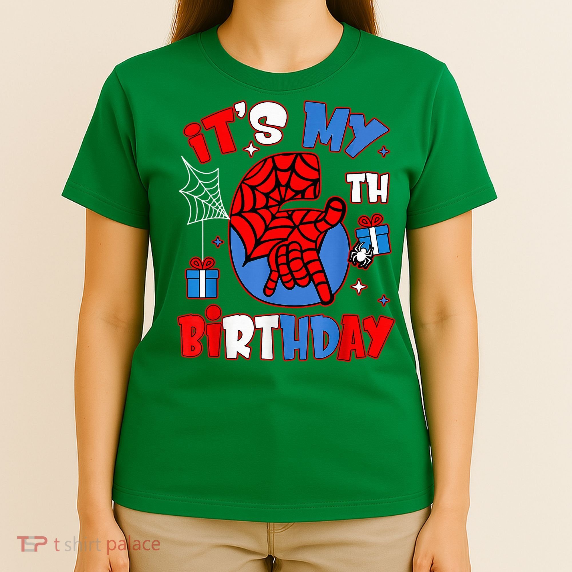 It'S My 6th Birthday Spider Theme Party Boy Birthday Present T-Shirt
