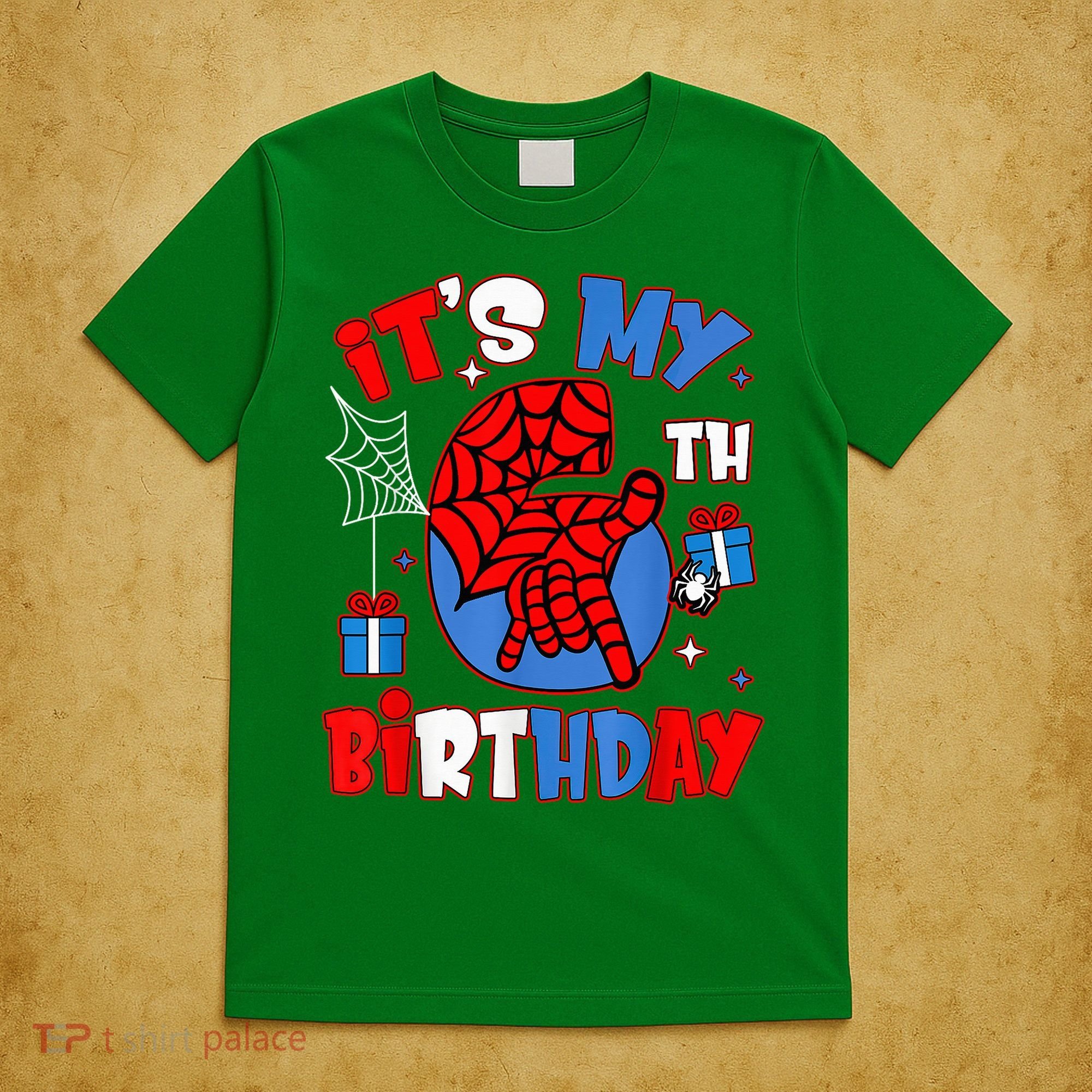 It'S My 6th Birthday Spider Theme Party Boy Birthday Present T-Shirt
