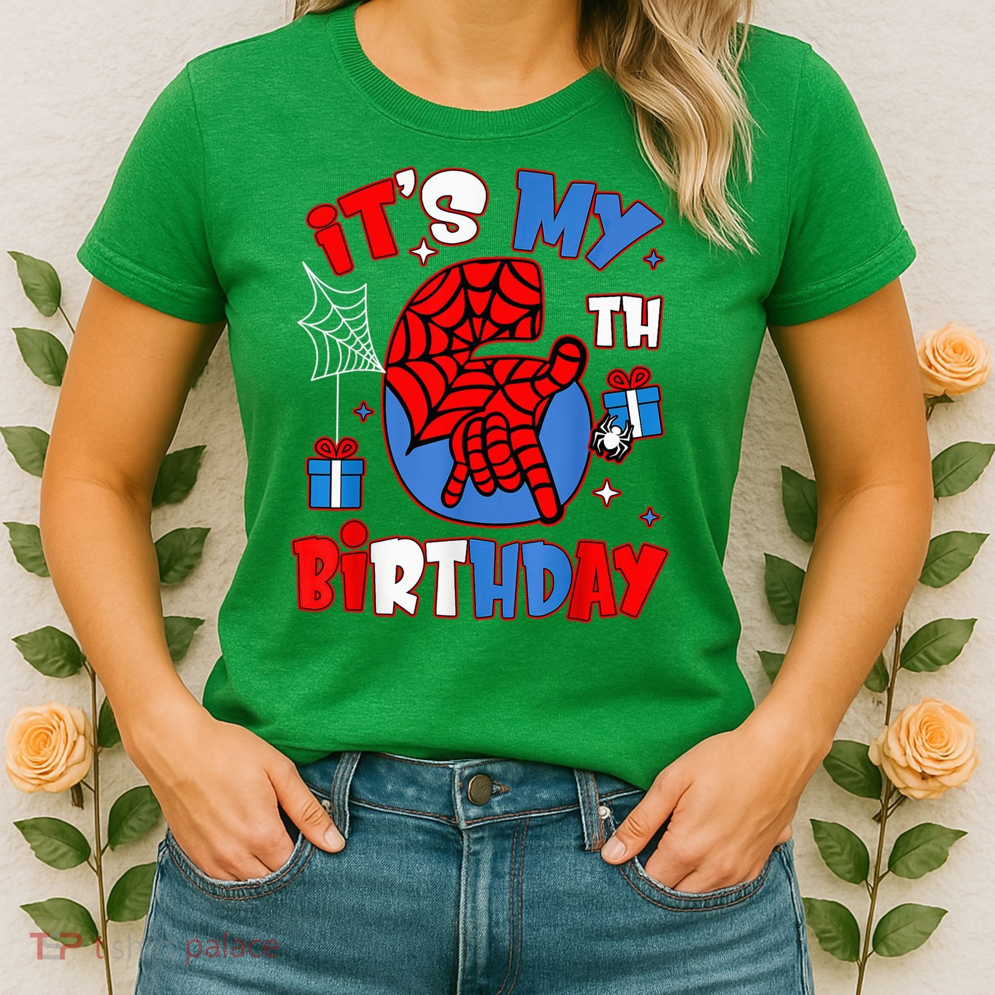 It'S My 6th Birthday Spider Theme Party Boy Birthday Present Women's T-Shirt