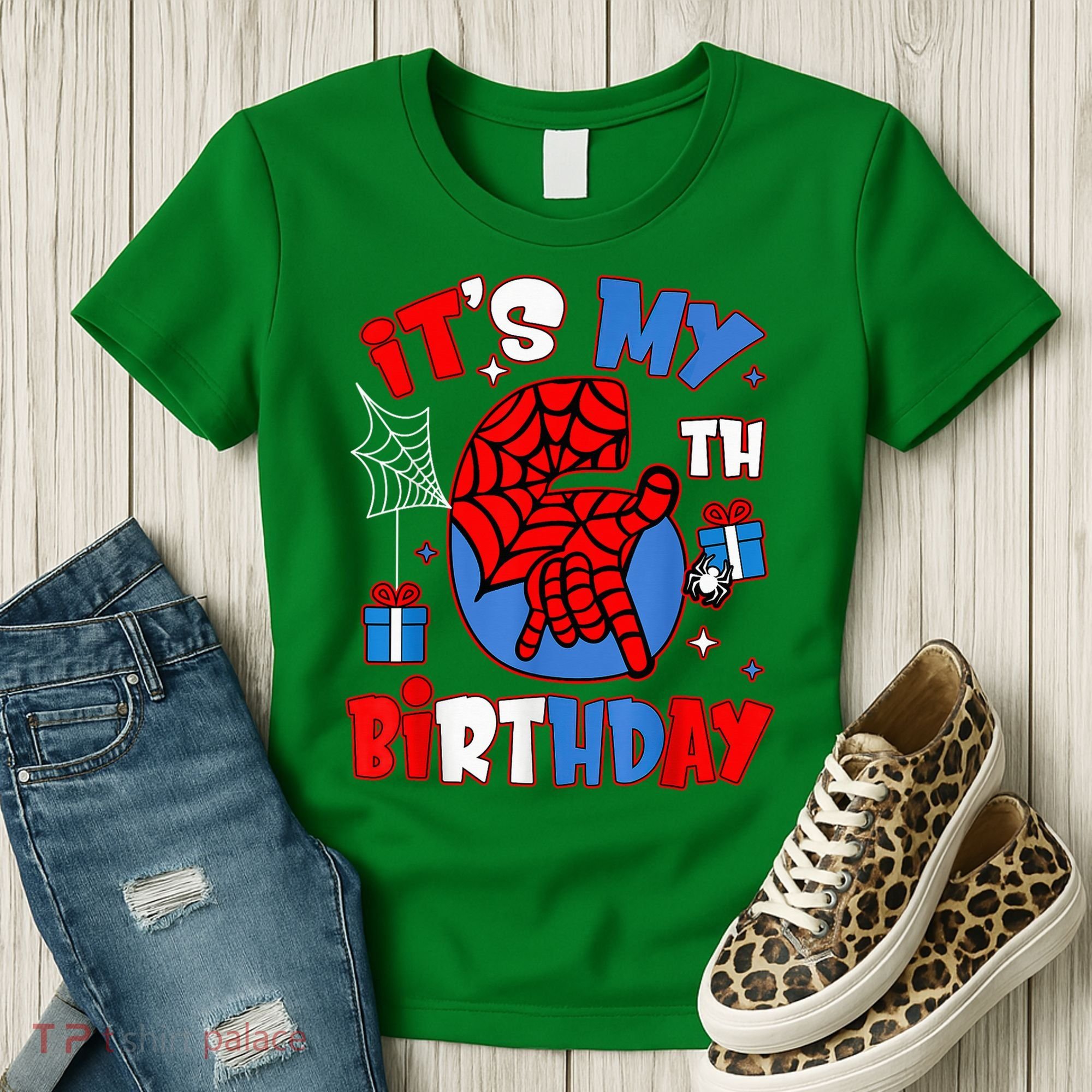 It'S My 6th Birthday Spider Theme Party Boy Birthday Present Women's T-Shirt