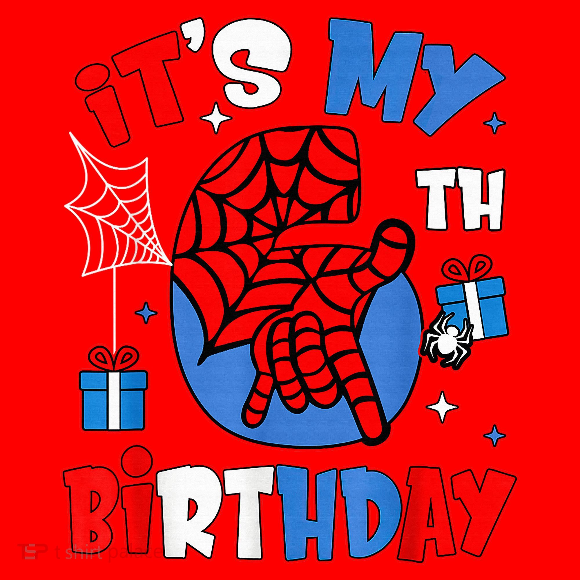 It'S My 6th Birthday Spider Theme Party Boy Birthday Present Santa Hat