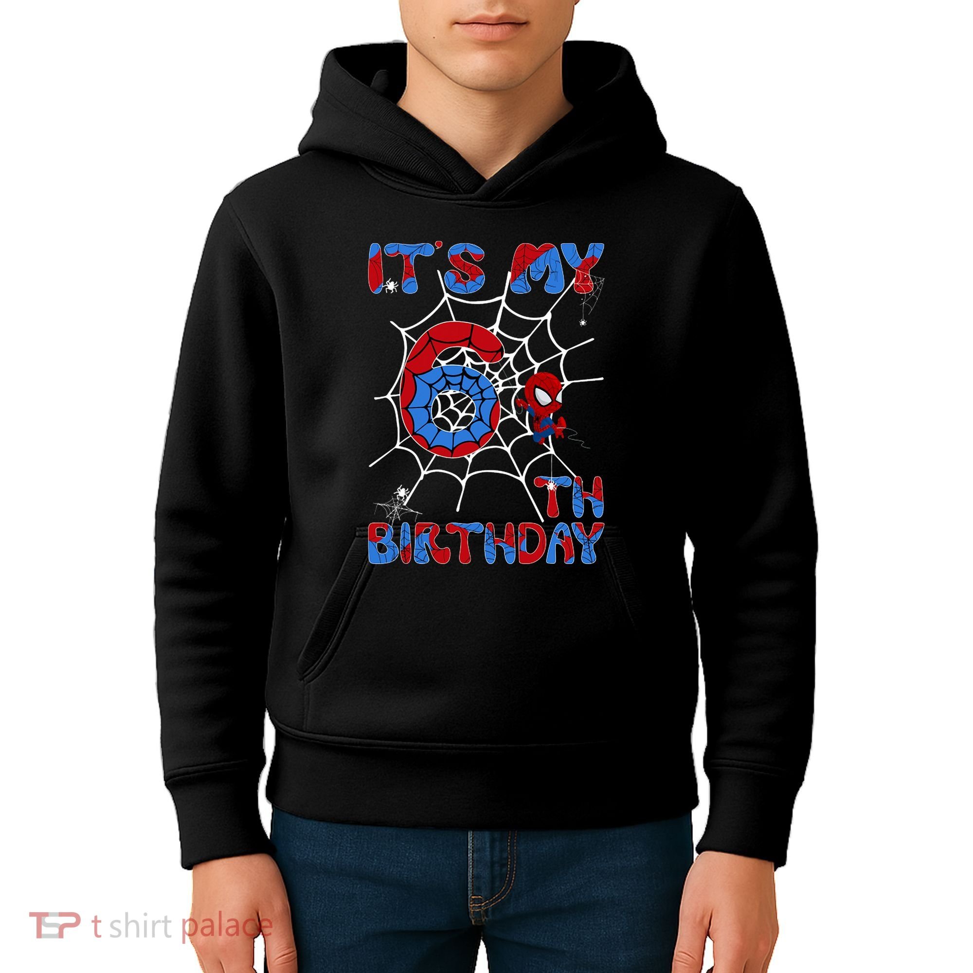 Its My 6th Birthday Spider Web 6 Year Old Kids Hoodie
