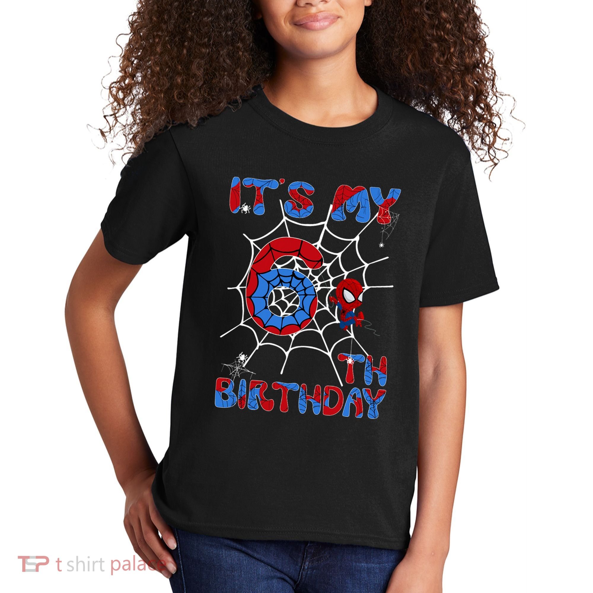 Its My 6th Birthday Spider Web 6 Year Old Kids T-Shirt