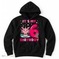 It's My 6th Birthday Girl 6 Years Old Birthday Axolotl Hoodie thumb 0