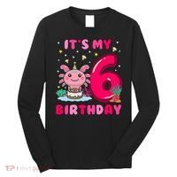It's My 6th Birthday Girl 6 Years Old Birthday Axolotl Long Sleeve Shirt thumb 0
