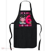 It's My 6th Birthday Girl 6 Years Old Birthday Axolotl Apron thumb 0