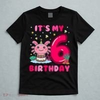 It's My 6th Birthday Girl 6 Years Old Birthday Axolotl T-Shirt thumb 5