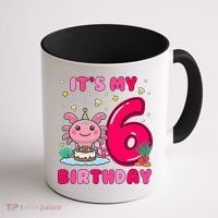 It's My 6th Birthday Girl 6 Years Old Birthday Axolotl Coffee Mug thumb 1