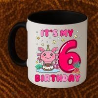 It's My 6th Birthday Girl 6 Years Old Birthday Axolotl Coffee Mug thumb 2