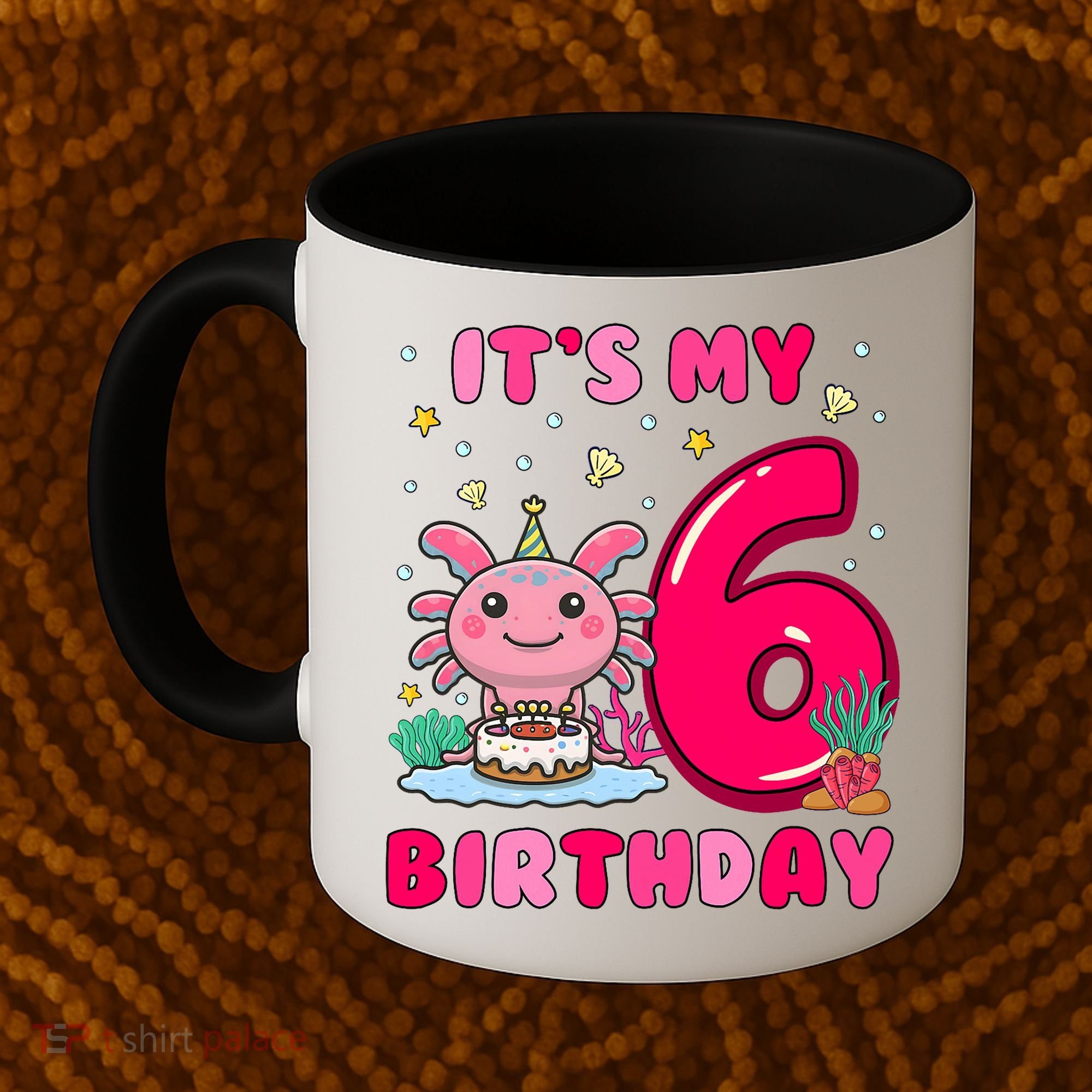 It's My 6th Birthday Girl 6 Years Old Birthday Axolotl Coffee Mug