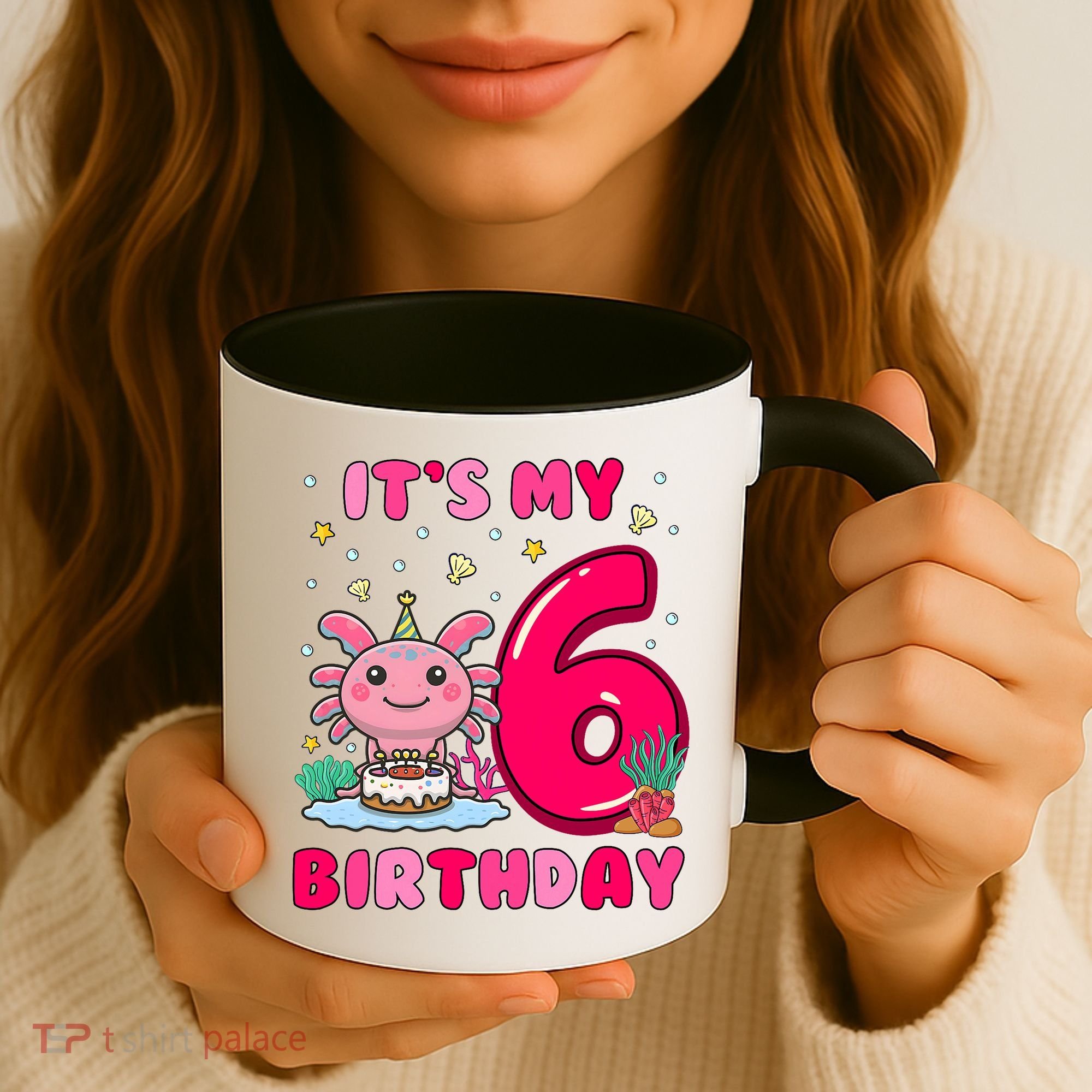 It's My 6th Birthday Girl 6 Years Old Birthday Axolotl Coffee Mug