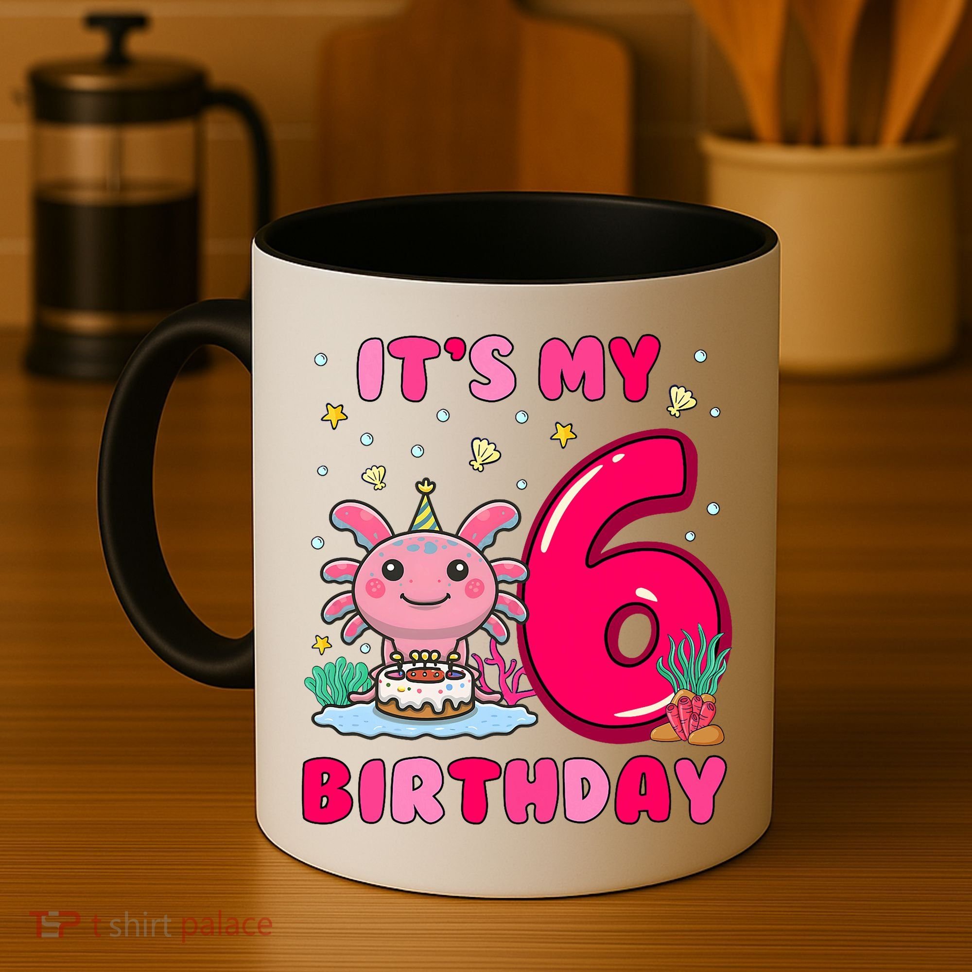 It's My 6th Birthday Girl 6 Years Old Birthday Axolotl Coffee Mug