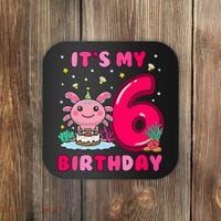 It's My 6th Birthday Girl 6 Years Old Birthday Axolotl Coaster thumb 0