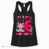 It's My 6th Birthday Girl 6 Years Old Birthday Axolotl Women's Tank Top thumb 0