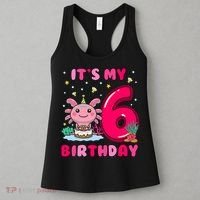 It's My 6th Birthday Girl 6 Years Old Birthday Axolotl Women's Tank Top thumb 3