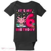 It's My 6th Birthday Girl 6 Years Old Birthday Axolotl Baby Bodysuit thumb 0