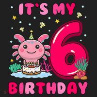 It's My 6th Birthday Girl 6 Years Old Birthday Axolotl Hat thumb 2