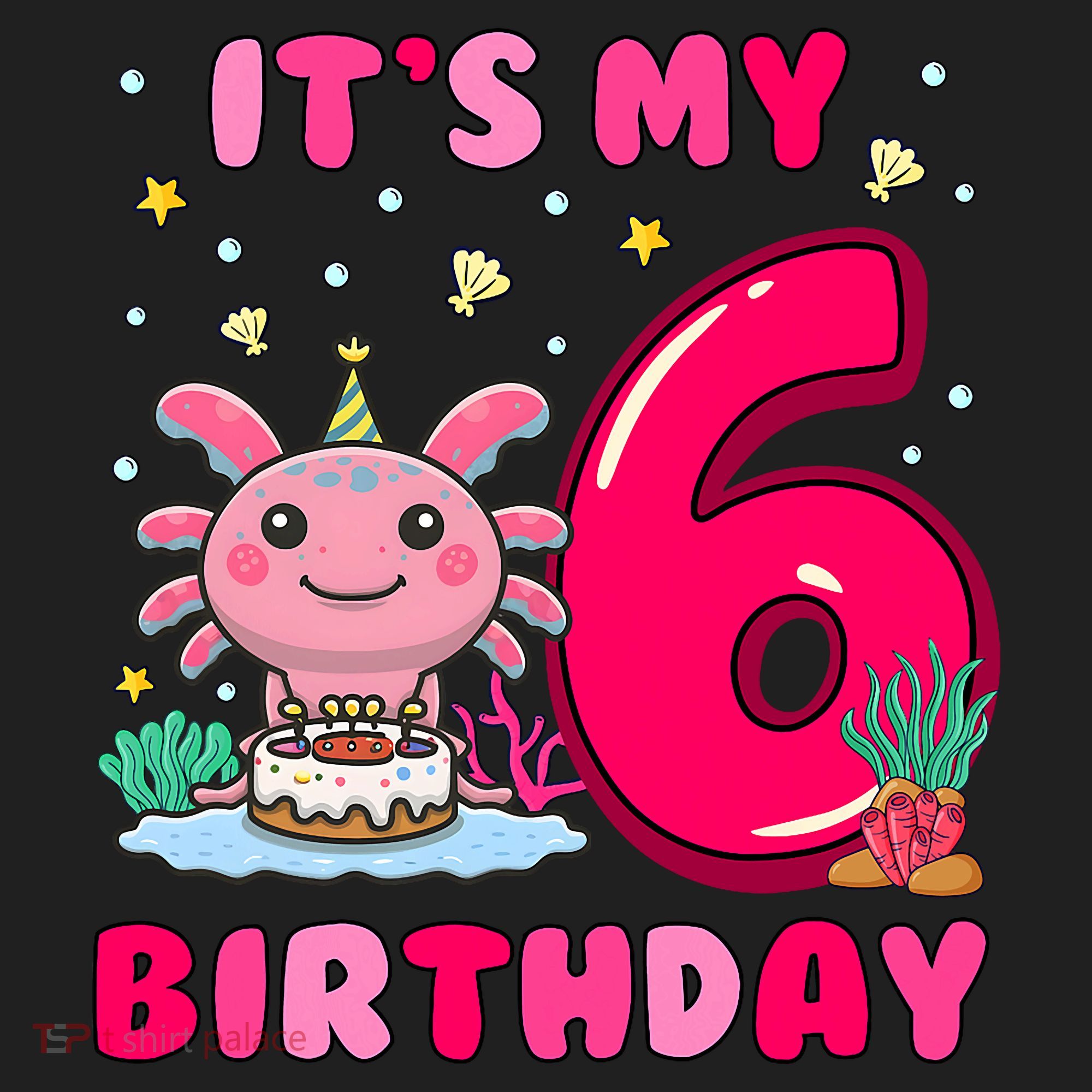 It's My 6th Birthday Girl 6 Years Old Birthday Axolotl Hat