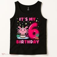 It's My 6th Birthday Girl 6 Years Old Birthday Axolotl Tank Top thumb 2