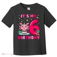 It's My 6th Birthday Girl 6 Years Old Birthday Axolotl Toddler T-Shirt thumb 0