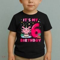 It's My 6th Birthday Girl 6 Years Old Birthday Axolotl Toddler T-Shirt thumb 2