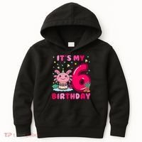 It's My 6th Birthday Girl 6 Years Old Birthday Axolotl Kids Hoodie thumb 0