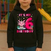 It's My 6th Birthday Girl 6 Years Old Birthday Axolotl Kids Hoodie thumb 3