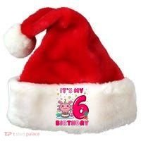 It's My 6th Birthday Girl 6 Years Old Birthday Axolotl Santa Hat thumb 0
