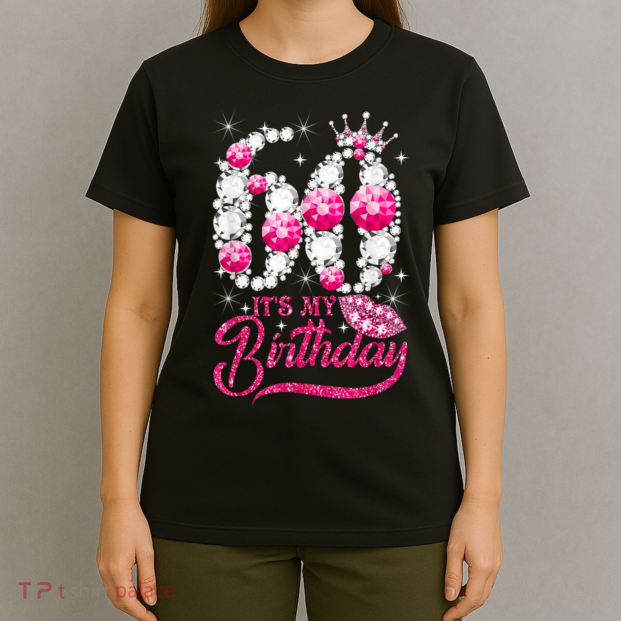 It's My 60th Birthday Cute Gift Queen 60 Years Old Shoes Crown Diamond Gift T-Shirt