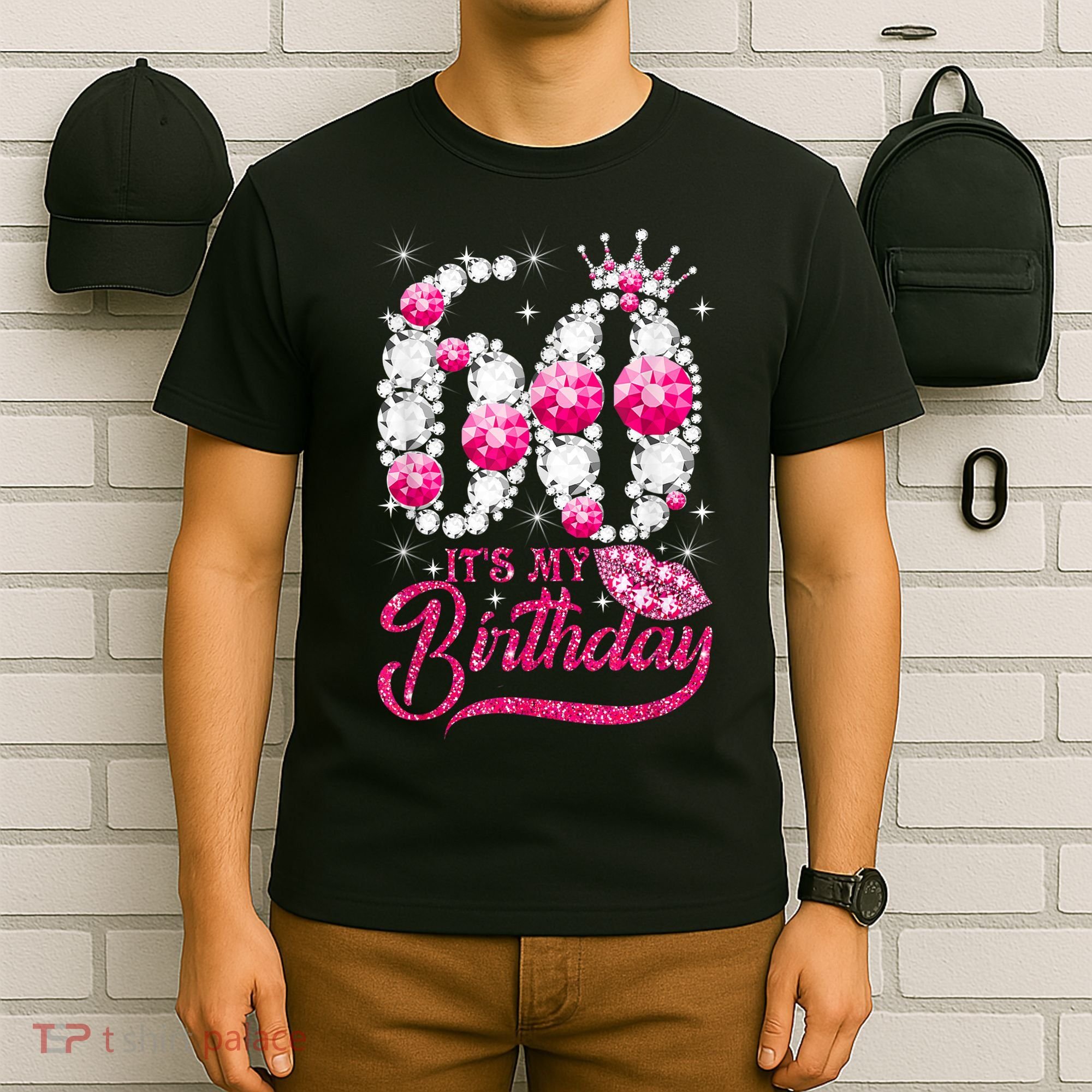 It's My 60th Birthday Cute Gift Queen 60 Years Old Shoes Crown Diamond Gift T-Shirt